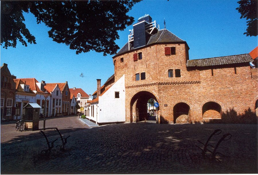 Vischpoort und historische Häuser am Vischmarkt in Harderwijk