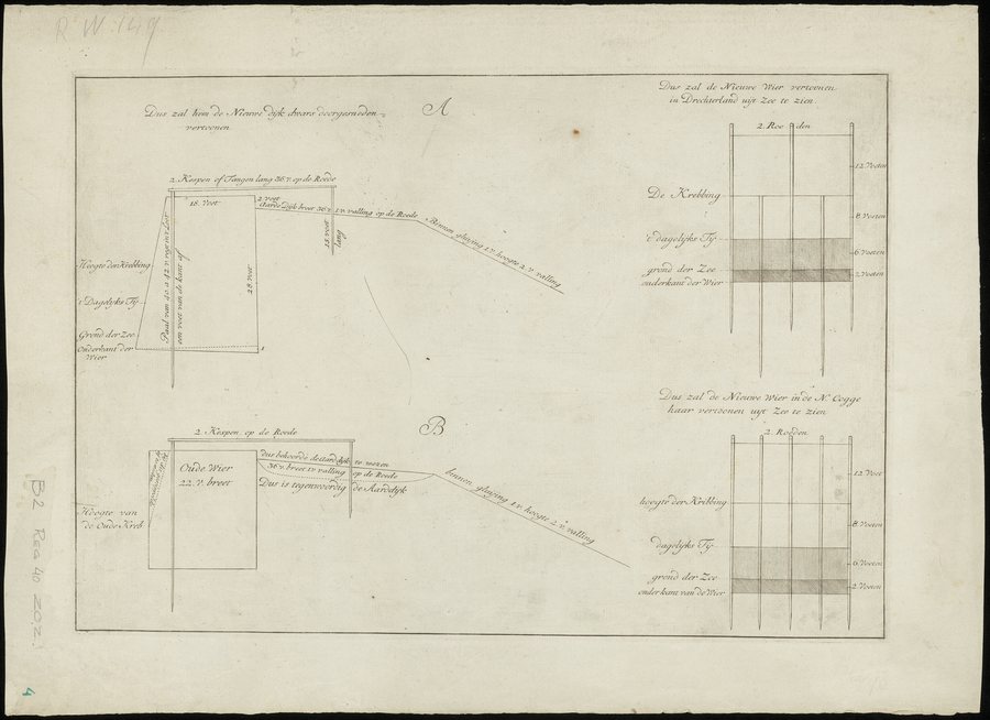 File:Profiel tekening betreffende het maken van de nieuwe zeedijk van Drechterland en de vier Noorderkoggen Zie resolutien van de Staten van Holland en Westfriesland van 29 mei 1732, blz. 336. 1 , NL-HlmNHA 269 0149.JPG