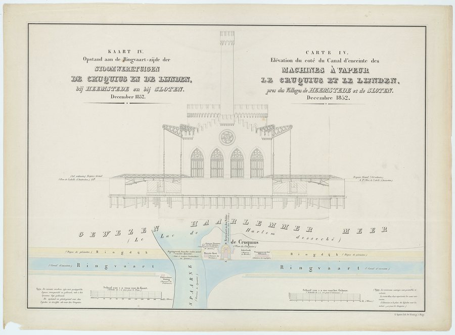 File:Opstand aan de Ringvaart- zijde der stoomwerktuigen De Cruquius en De Lijnden bij Heemstede en bij Sloten kaart IV, Inventarisnummer NL-HlmNHA Hmr 15040.JPG